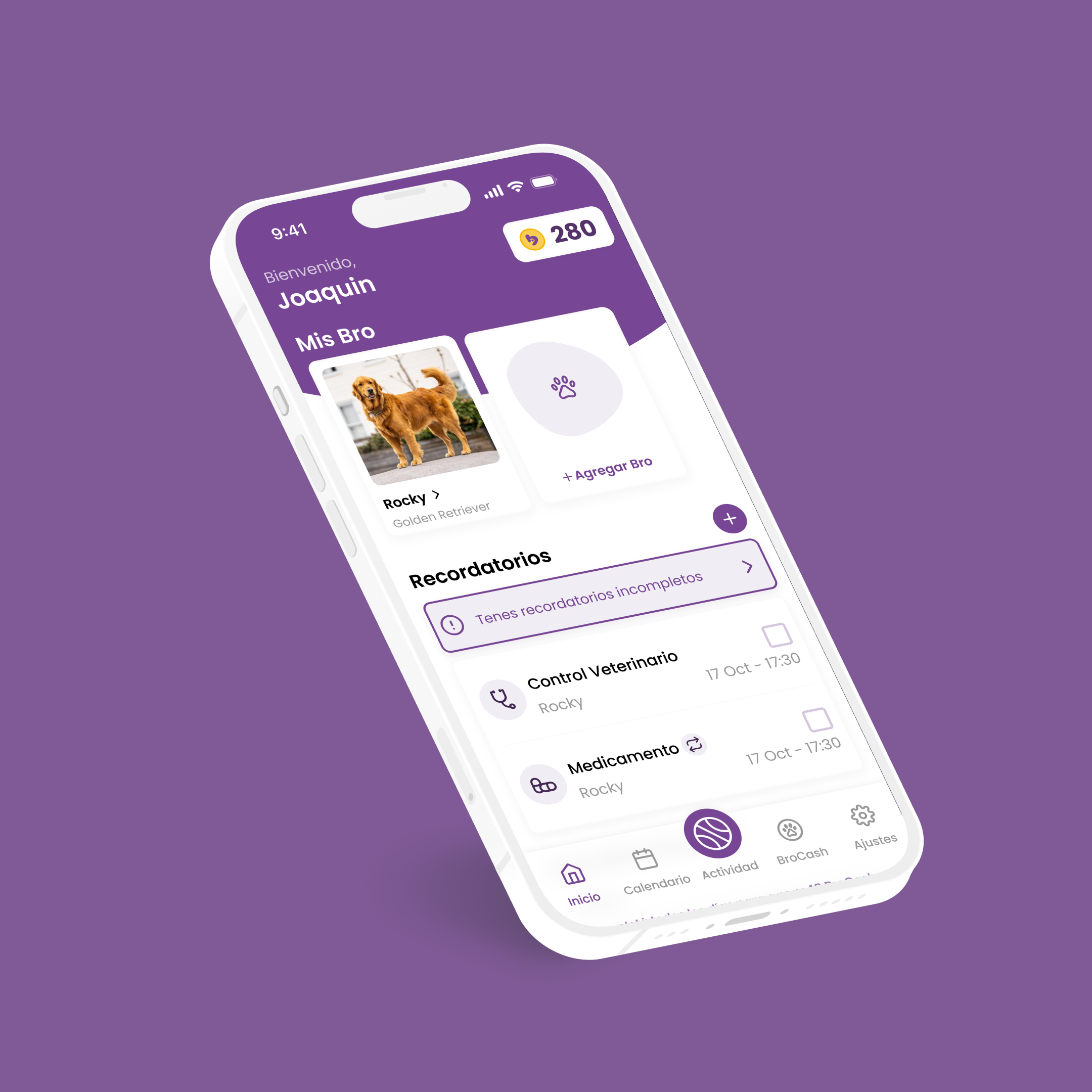 BroApp interface en smartphone